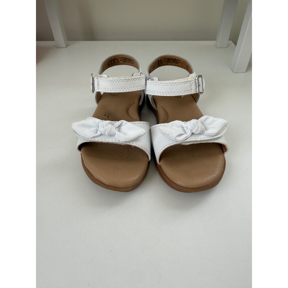 Stride Rite Whitney White Leather Bow Sandals Girls Size 10M BG013101